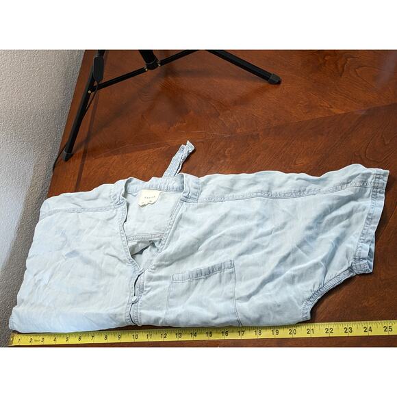 Harper Retro Denim Top XS‎ Blue Tie Front Button Up Short Sleeve Casual V-Neck - Picture 6 of 9